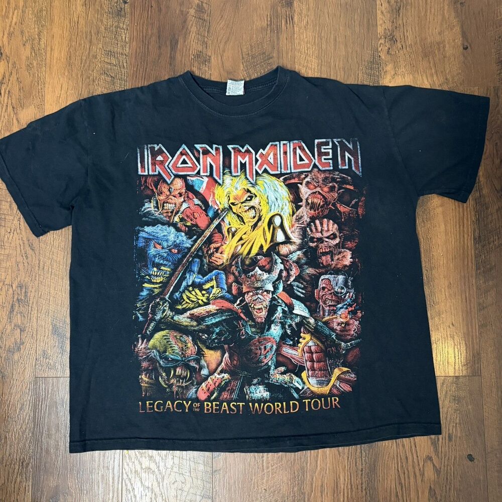 Iron Maiden Legacy of the Beast World tour shirt Size XL Rock T Shirt Black rare